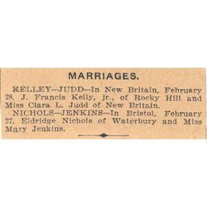 J. Francis Kelly Jr & Clara L. Judd, Nichols & Jenkins Marriage 1901 Ad AD8-HS9